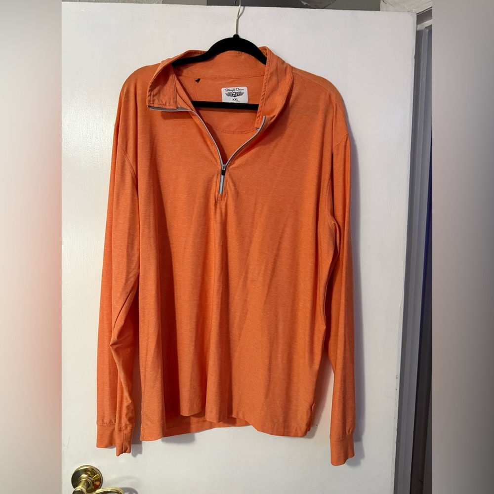 Straight Down Orange Quarter-Zip Golf Pullover XXL
